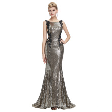 Starzz 2016 Sleeveless Pale Golden Backless Shining Sequins Long Formal Evening Dress ST000072-2